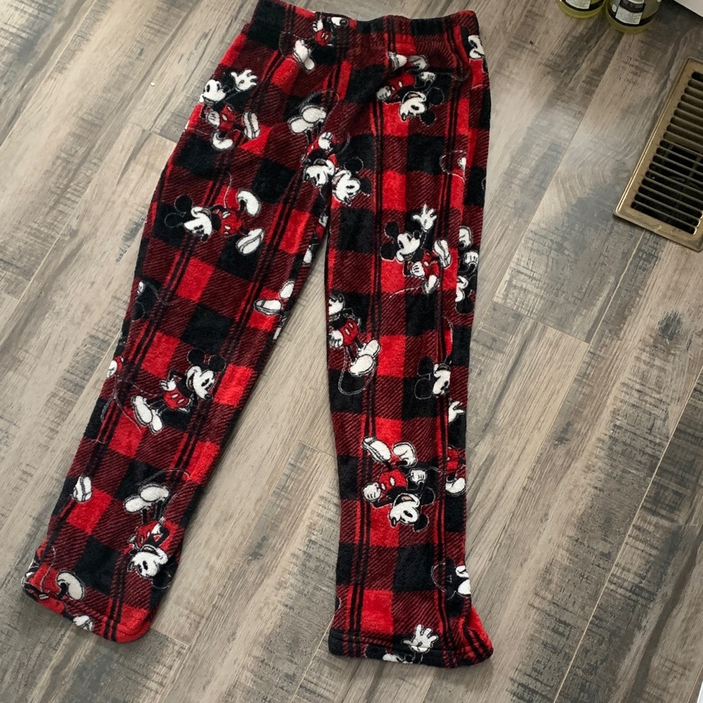 Disney Mickey Mouse Red and Black Checkered Pajama Bottoms
